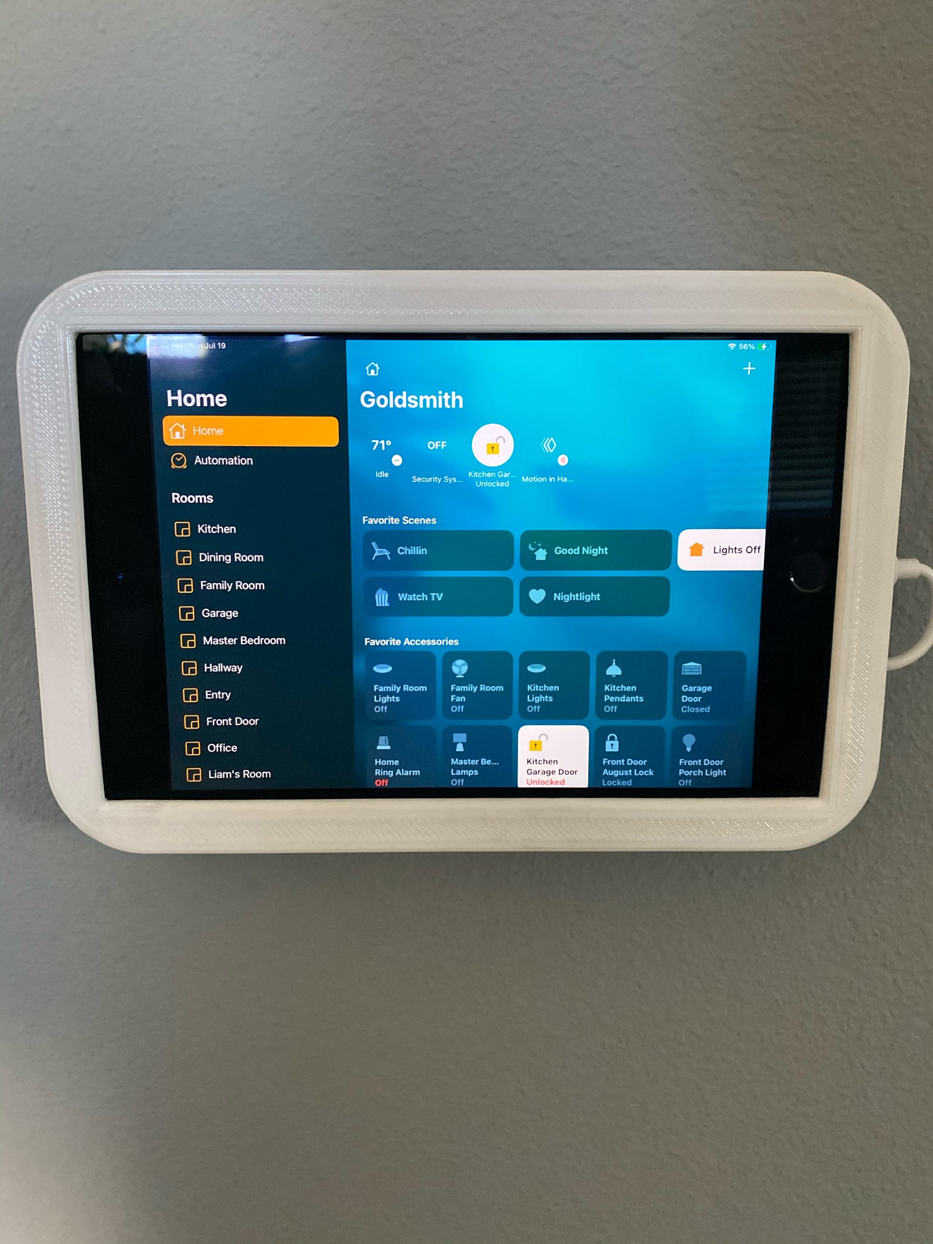 Tablet displaying a home automation interface, Thousand Oaks Handyman, Westlake Handyman, Oak Park Handyman, Agoura Handyman